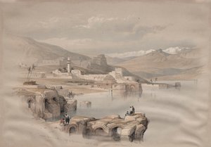 Tiberias, fra veggene, trygt i det fjerne, 1839. av David Roberts