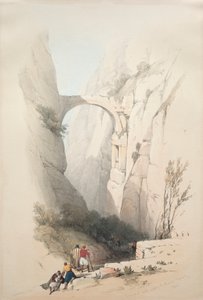 Triumfbue krysser ravinen som fører til Petra, 1839. av David Roberts