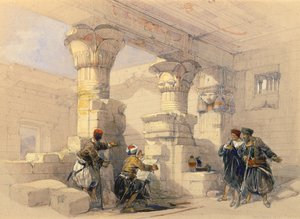 Utsikt fra under Portico of Dayr E Medeeneh, Theben av David Roberts