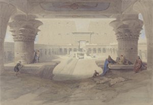 Utsikt fra under portikken til Edfu-tempelet, Øvre Egypt av David Roberts