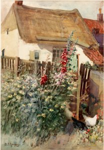 The Garden (blyant og akvarell om bord) av David T. Robertson