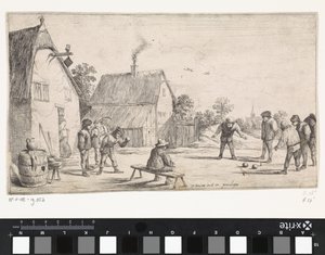 Bønder spiller boule Friluftssjangerscener (serietittel) av David Teniers (II)