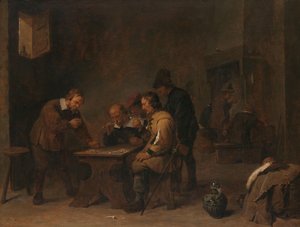 Gamblers menn terninger i en taverna