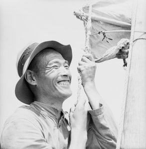 Et portrett av en sampan-mann på Weihaiwei, med hode og skuldre av David Watkin Waters