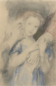 Studie for The First Ear Ring (wc, grafitt og kritt på papir) av David Wilkie