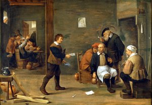 En gruppe menn varmer opp foran en skorstein. Maleri av David Teniers dit Le Jeune (1610 - 1690) Milano, Museo del castello. av David Teniers the Younger