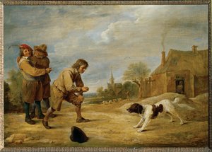 Bondegutt med hund av David the Younger Teniers