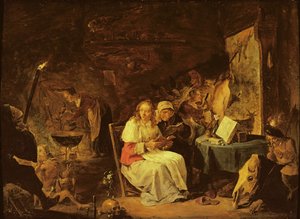 Incantation Scene (olje på kobber montert på masonitt)