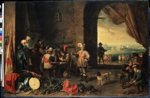 Vaktrommet. Maleri av David Teniers den yngre (1610-1690). Olje på tre, 69 x 103 cm av David Teniers the Younger
