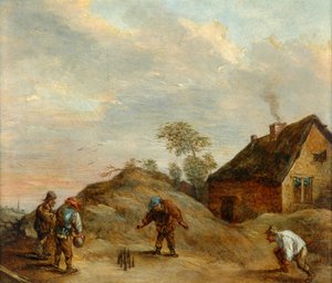 Menn som spiller på boller av David Teniers the Younger