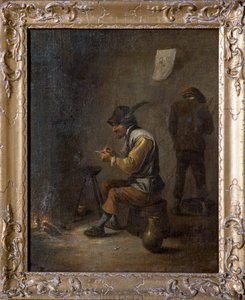 Bønder i et interiør (olje på lerret) av David Teniers the Younger