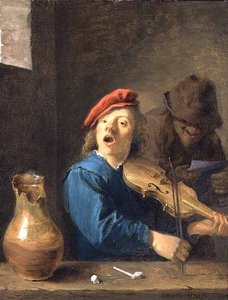 The Fiddler, 1633 (olje på kobber) av David Teniers the Younger