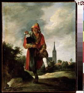A fool (A fool). Maleri av David Teniers den yngre (1610-1690). Olje på lerret, 35 x 29 cm, ca 1640. Flamsk kunst, barokkkunst. Pushkin Museum of Fine Arts, Moskva. av David Teniers the Younger