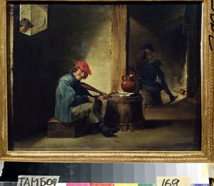 En musiker (A Musician). Maleri av David Teniers den yngre (1610-1690). Olje på tre, 26,3 x 37,8 cm. Flamsk kunst, barokkstil. Regionalt kunstgalleri, Tambov (Russland). av David Teniers the Younger