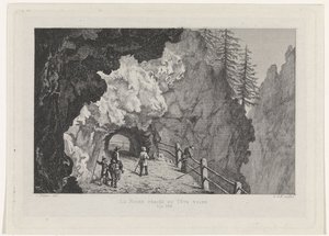 Passasje i steinene La Roche percée på Tête Noire (tittel på objekt) av David van der Kellen