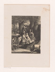 Familie i en hage, muligens familien Van der Kellen