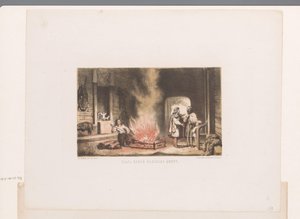 Interiør av en saksisk gård Hall of a Saxische Hoeve (tittel på objekt) av David van der Kellen