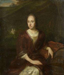 Portrett av Margaretha Nelis (1652-17050, andre kone til Casparus Commelin). av David van der Plas