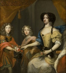 Anna Sofia, prinsesse av Danmark, kurfyrste av Sachsen, med sønnene Johann Georg og Friedrich August, ca. 1680