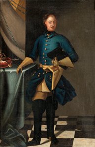 Portrett av kong Karl XII av Sverige (1682-1718) - Maleri av David von Krafft (1655-1724), olje på lerret, ca. 1716, 46,5x30,5 cm - Portrett av kong Karl XII av Sverige, Olje på lerret av David von Krafft - Privat samling