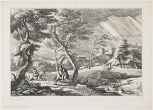 Plate VII, fra et sett med landskap, 1743 av Davide Antonio Fossati