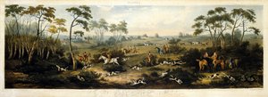 Revejakt, plate 1, gravert av Thomas Sutherland (1785-1838) 1817 (farge litho)