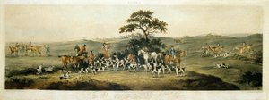Foxhunting, plate 3, gravert av Thomas Sutherland (1785-1838) 1817 (farge litho)