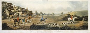 Foxhunting, plate 4, gravert av Thomas Sutherland (1785-1838) 1817 (farge litho)