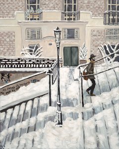 Montmartre Snø, 2017 (akryl på lerret) av Deborah Eve Alastra