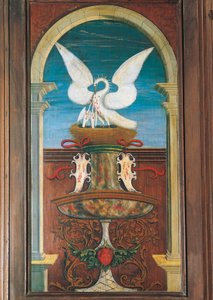 Fontene malt av Defendente Ferrari (1480 eller 1485-1540), på den bakre delen av koret fra 1500-tallet, Church of Saint Jerome, Biella. Italia