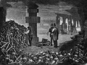 Paris, view of the crossroads of the memento in the catacombs (engraving) 18§§