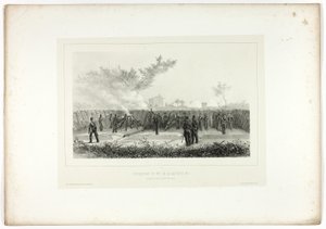 Batteri nr. 1 åpner ild, fra Souvenirs of Italy: Rome Expedition av Denis Auguste Marie Raffet