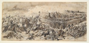 Battle Scene (Studie for The 2nd Light Cavalry som tåler arabernes angrep) av Denis Auguste Marie Raffet
