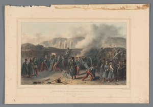 Beschieting van de Citadel, 1832 Batteribrudd i aksjon (tittel på objekt) Tegninger laget av livet ved beleiringen av Citadel of Antwerpen av Raffet (serietittel på objekt)