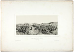 Den franske hæren ankommer Maglianella, fra Souvenirs of Italy: Expedition to Roma av Denis Auguste Marie Raffet