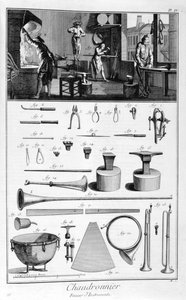 Interiøret til en isenkræmmer og instrumentplaner, 1751-1777 av Denis Diderot