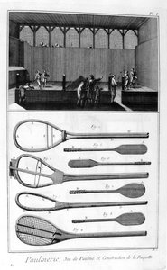 Ekte tennis og konstruksjon av racketer, 1751-1777 av Denis Diderot