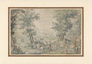 Landskap nær Brussel med rådyrjakt av Denis van Alsloot (possibly)