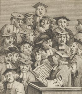 Forskere ved en forelesning, ca. 1800.