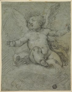 Putto sitter på skyer