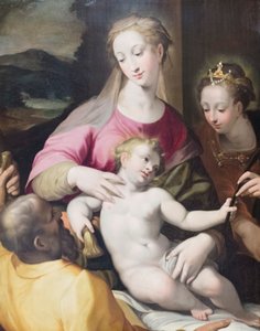 Det mystiske ekteskapet til St Catherine av Denys Calvaert or Calvart