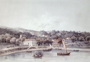 Utsikt over St Jean, nær Nice (farge litho) av Deroy (after)