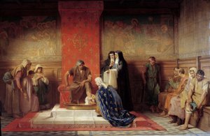 Saint Elisabeth av Frankrike (søster til Saint Louis) vasker føttene til de fattige Maleriet av Desire Laugee (1823-1896) 1865 av Desire Francois Laugee