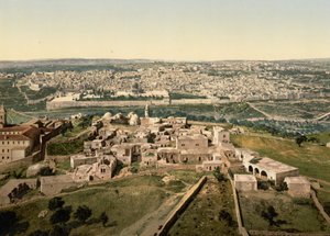 Generell visning, Jerusalem, Det hellige land, ca. 1890-c. 1900 (fotokromtrykk) av Detroit Photographic Co.