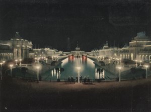 Grand Court opplyst, Trans-Mississippi Exposition, 1898 av Detroit Photographic Co.