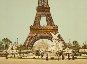 Eiffeltårnet og fontenen, Exposition Universelle, Paris, Frankrike, ca. 1900