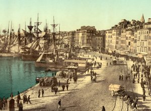 Old Harbour (Vieux-Port), Marseilles, Frankrike, ca. 1890-1900 (fotokrom)