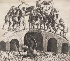 Horatio Coclès Saving Himself by Swimming, 1500-tallet.