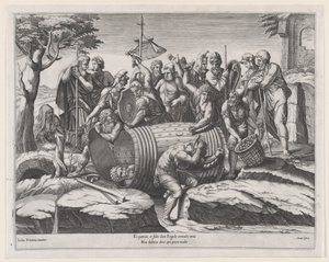 Mirror of Roman Magnificence: Marcus Atilius Regulus in a Barrel, sent på 1500-tallet