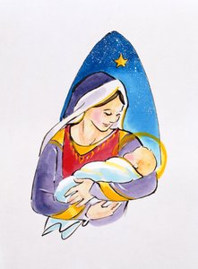 Madonna og barn, 1996 (wc) av Diane Matthes